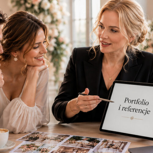 Wedding Plannerka pokazuje Parze Młodej portfolio i referencje usługodawców ślubnych